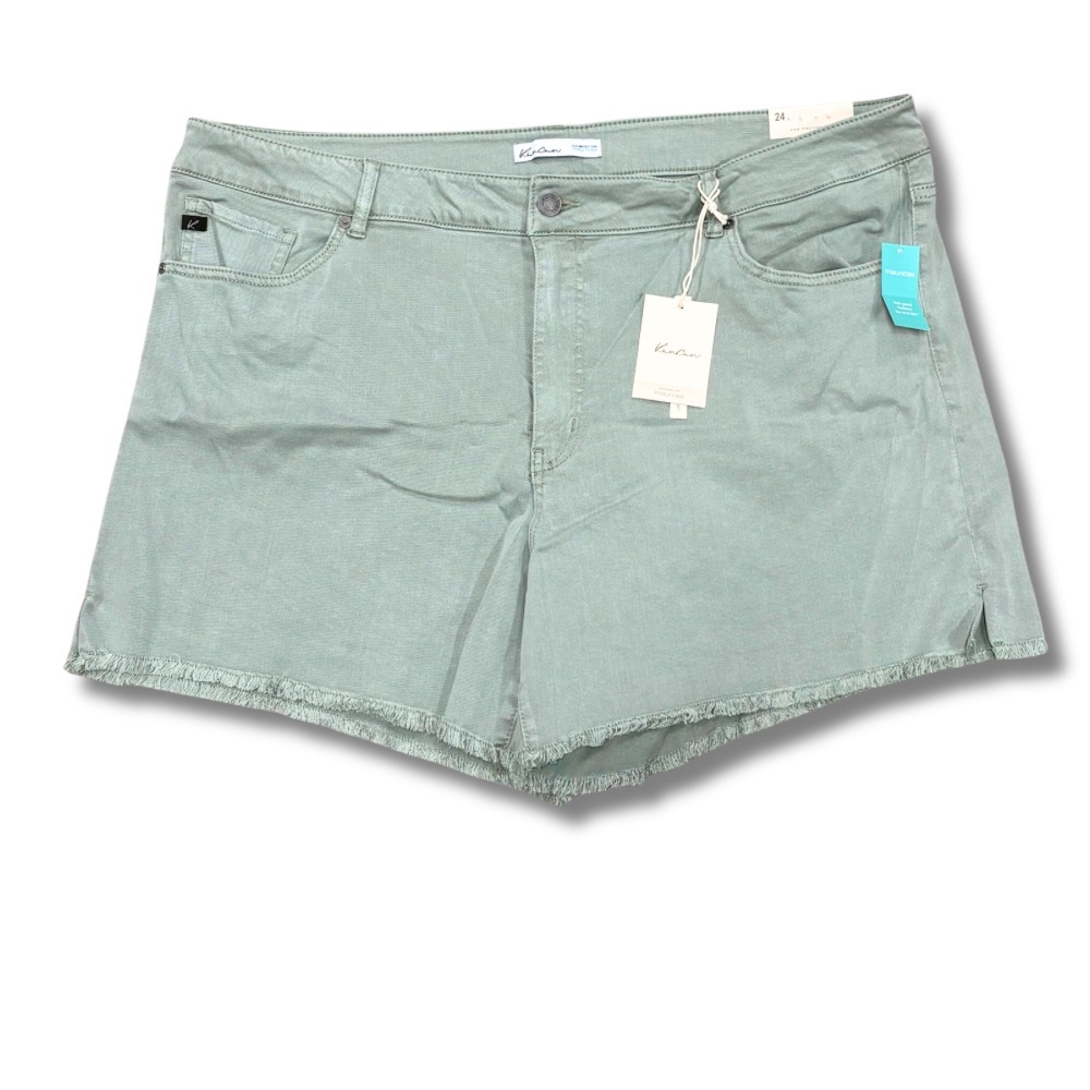 KanCan High Rise Shorts Womens 24 Sage Green Frayed Hem Stretch Denim NWT